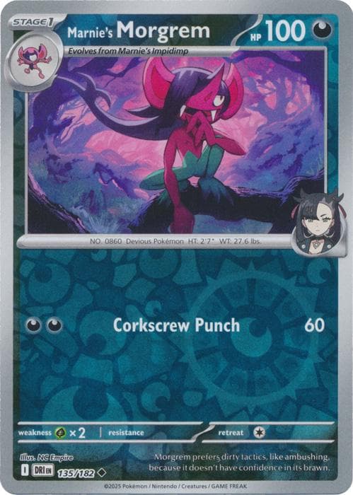 Marnie's Morgrem [Reverse Holo] #135 — Pokemon Destined Rivals