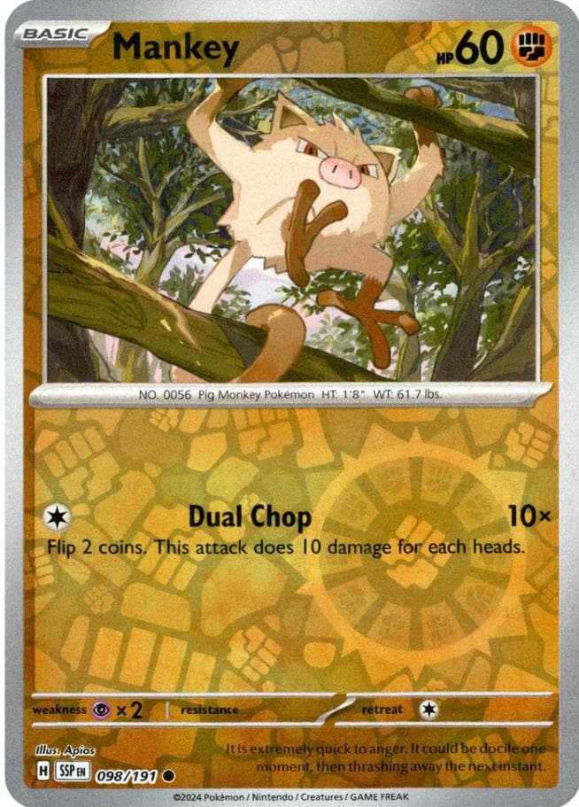 Mankey [Reverse Holo] #98 — Pokemon Surging Sparks