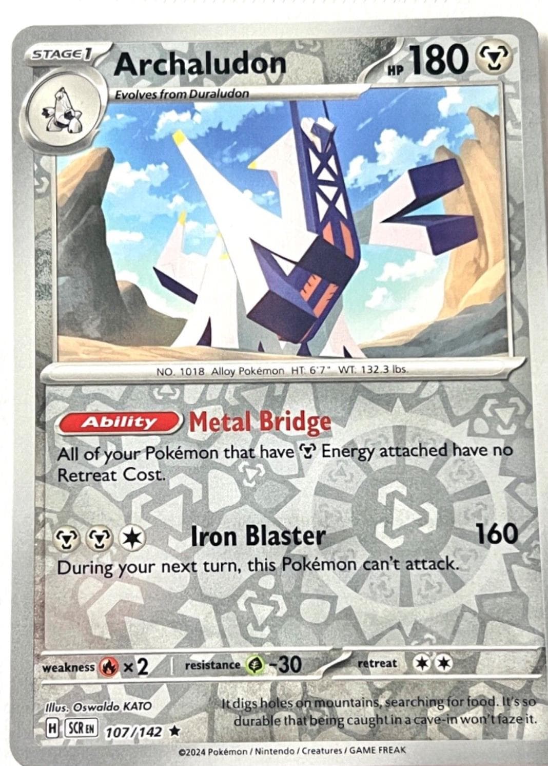 Archaludon [Reverse Holo] #107 — Pokemon Stellar Crown
