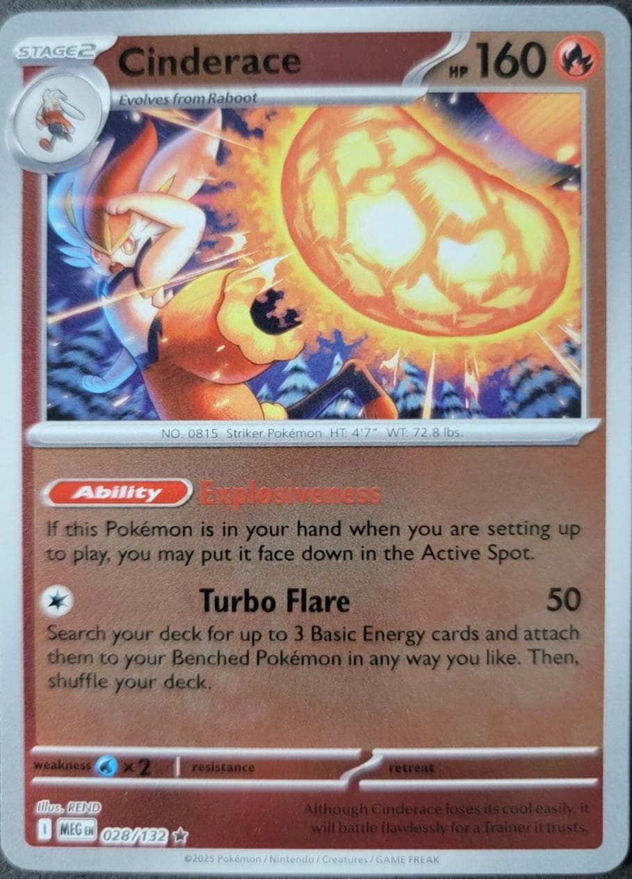 Cinderace [Reverse Holo] #28 — Pokemon Mega Evolution