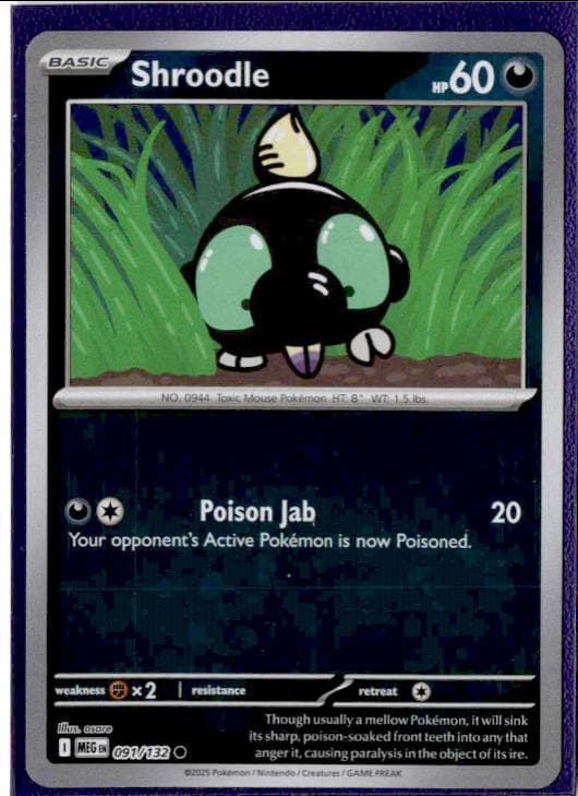 Shroodle [Reverse Holo] #91 — Pokemon Mega Evolution