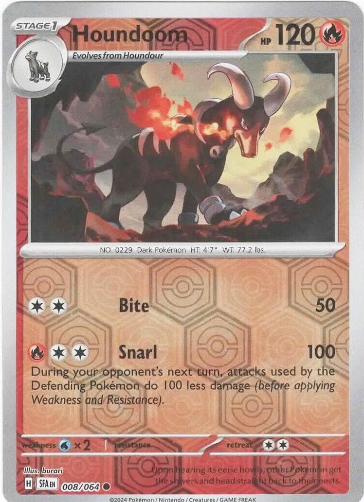 Houndoom [Reverse Holo] #8 — Pokemon Shrouded Fable