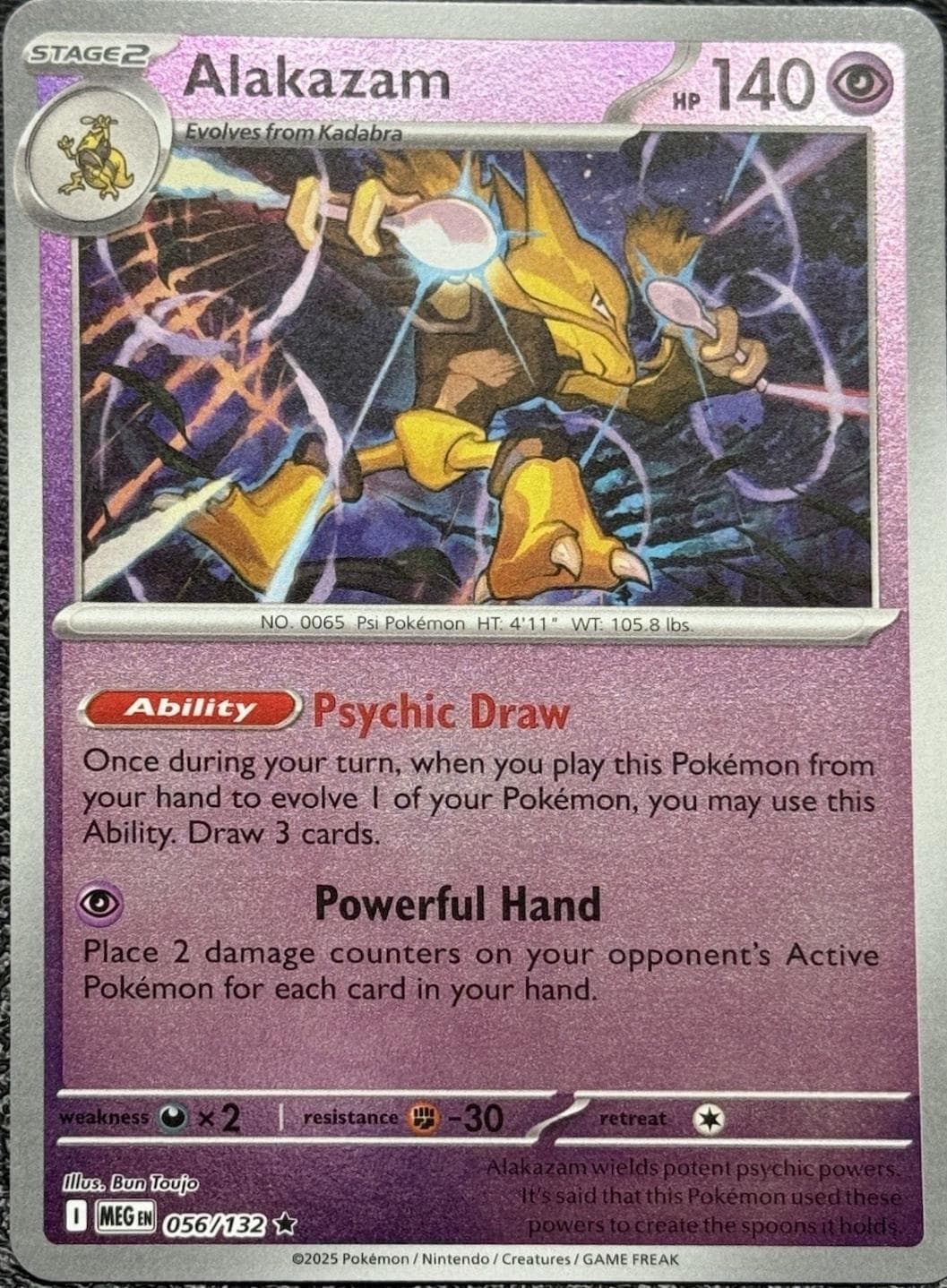 Alakazam [Reverse Holo] #56 — Pokemon Mega Evolution