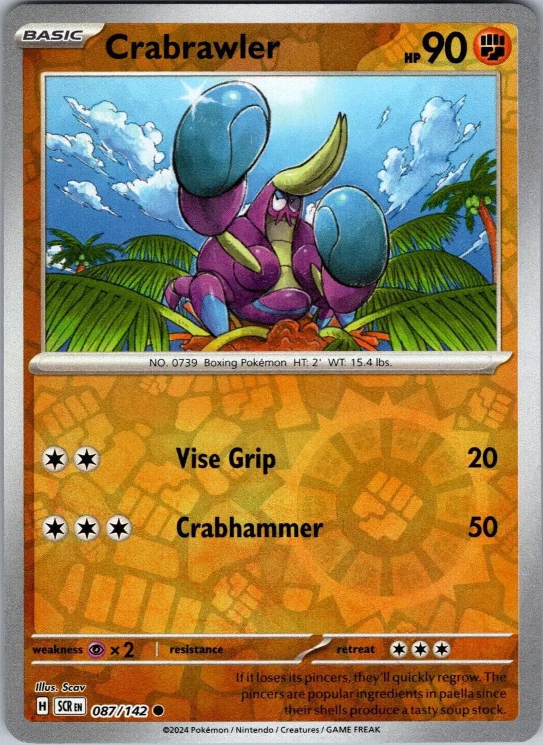 Crabrawler [Reverse Holo] #87 — Pokemon Stellar Crown