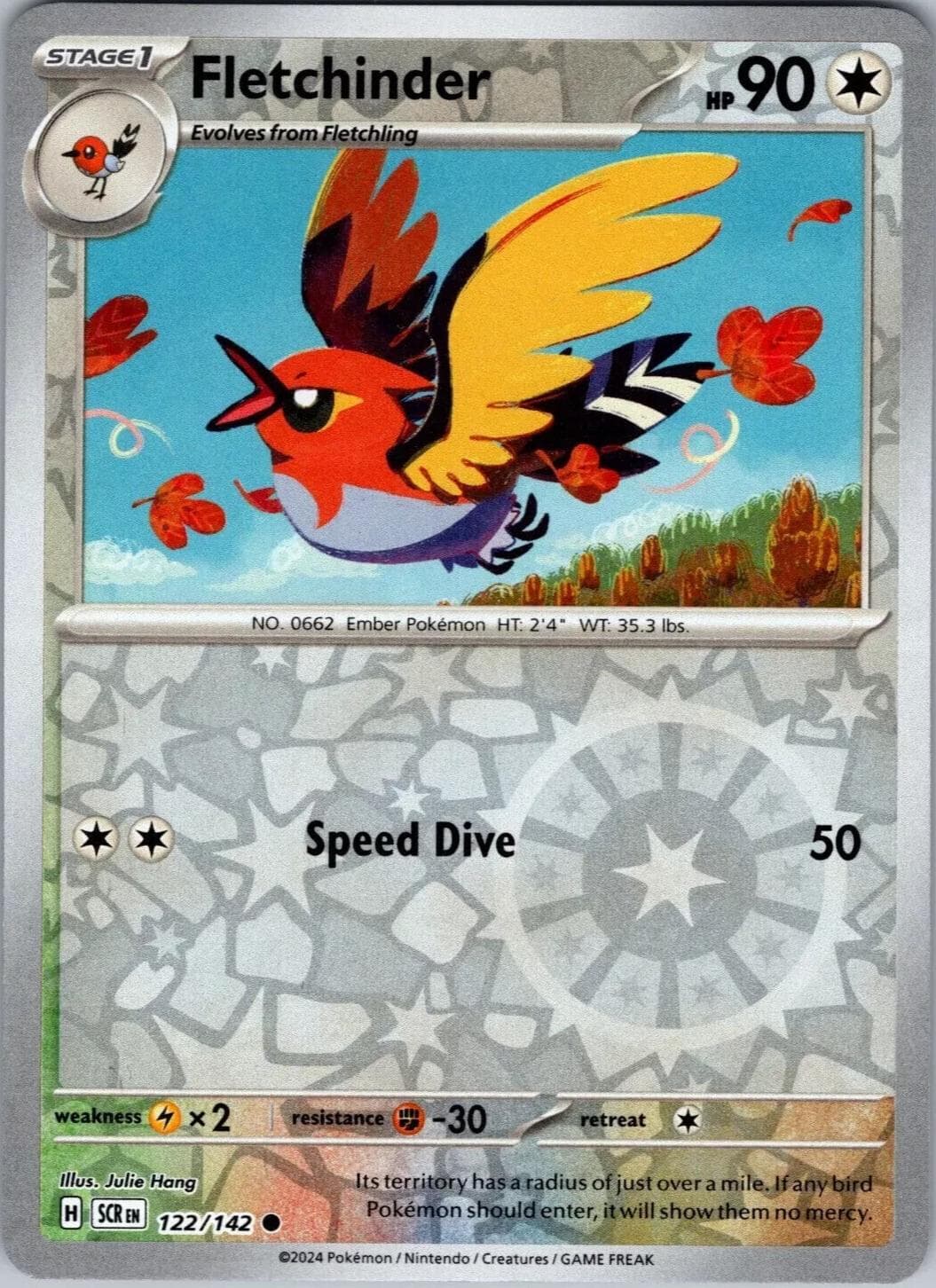 Fletchinder [Reverse Holo] #122 — Pokemon Stellar Crown
