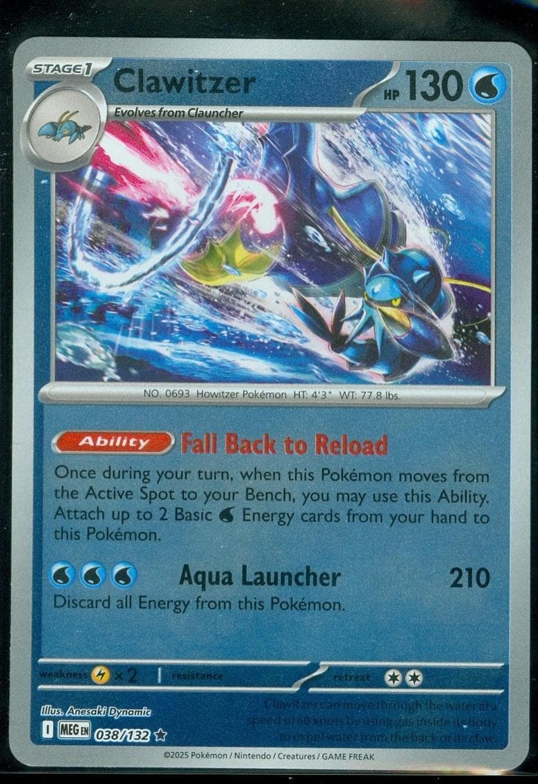 Clawitzer [Reverse Holo] #38 — Pokemon Mega Evolution