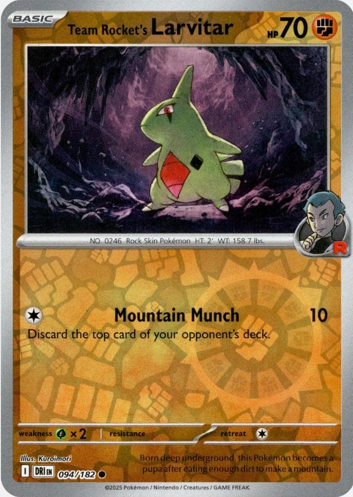 Team Rocket's Larvitar [Reverse Holo] #94 — Pokemon Destined Rivals