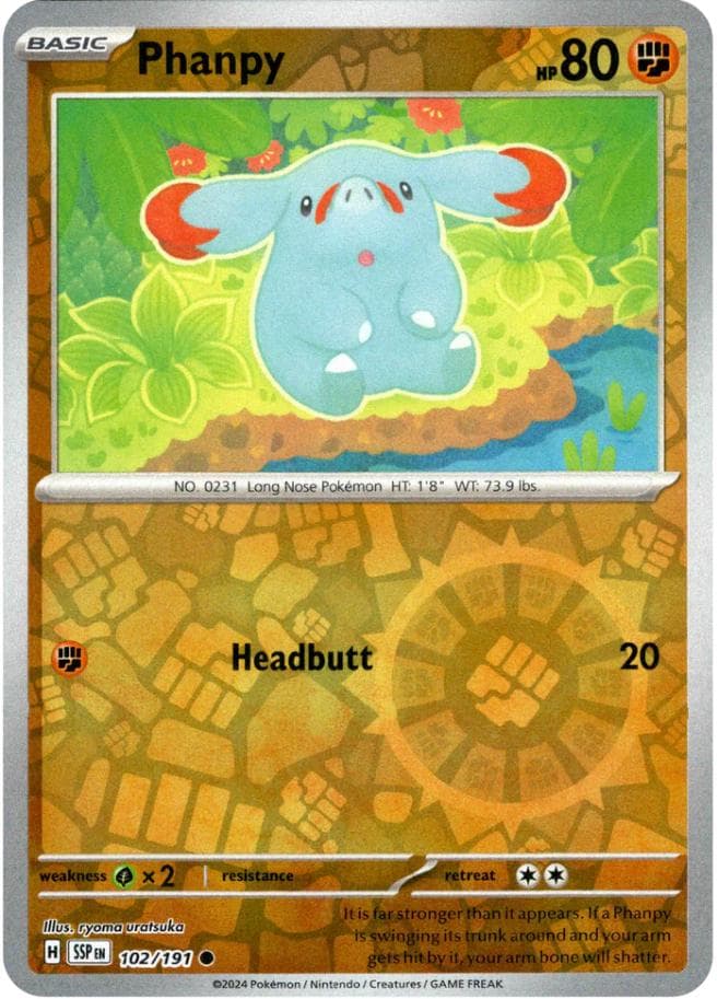 Phanpy [Reverse Holo] #102 — Pokemon Surging Sparks