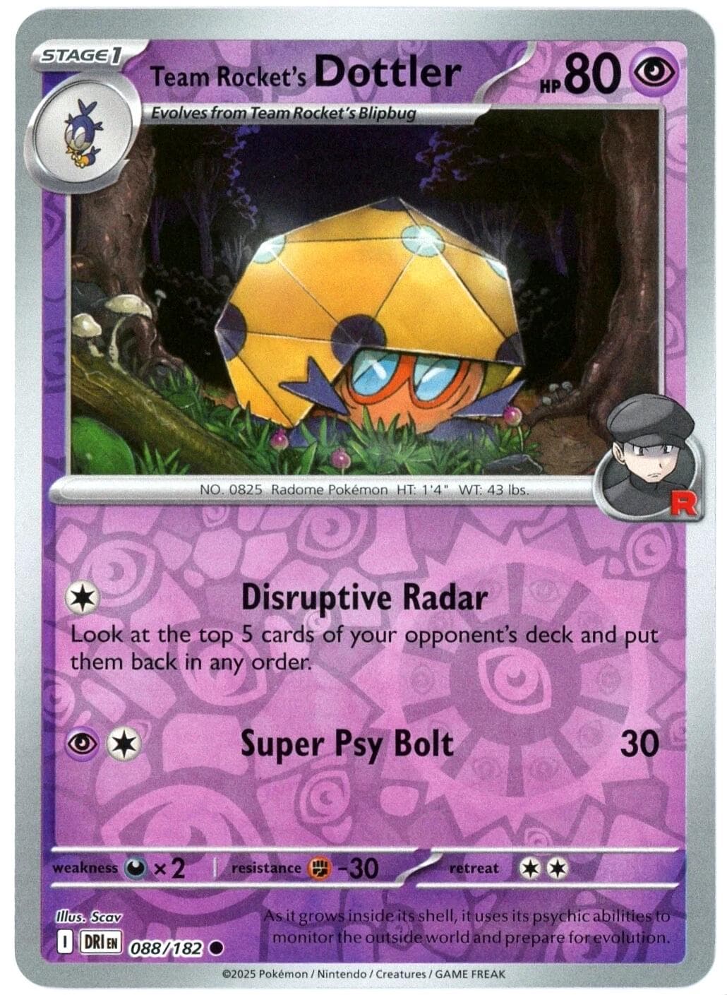 Team Rocket's Dottler [Reverse Holo] #88 — Pokemon Destined Rivals