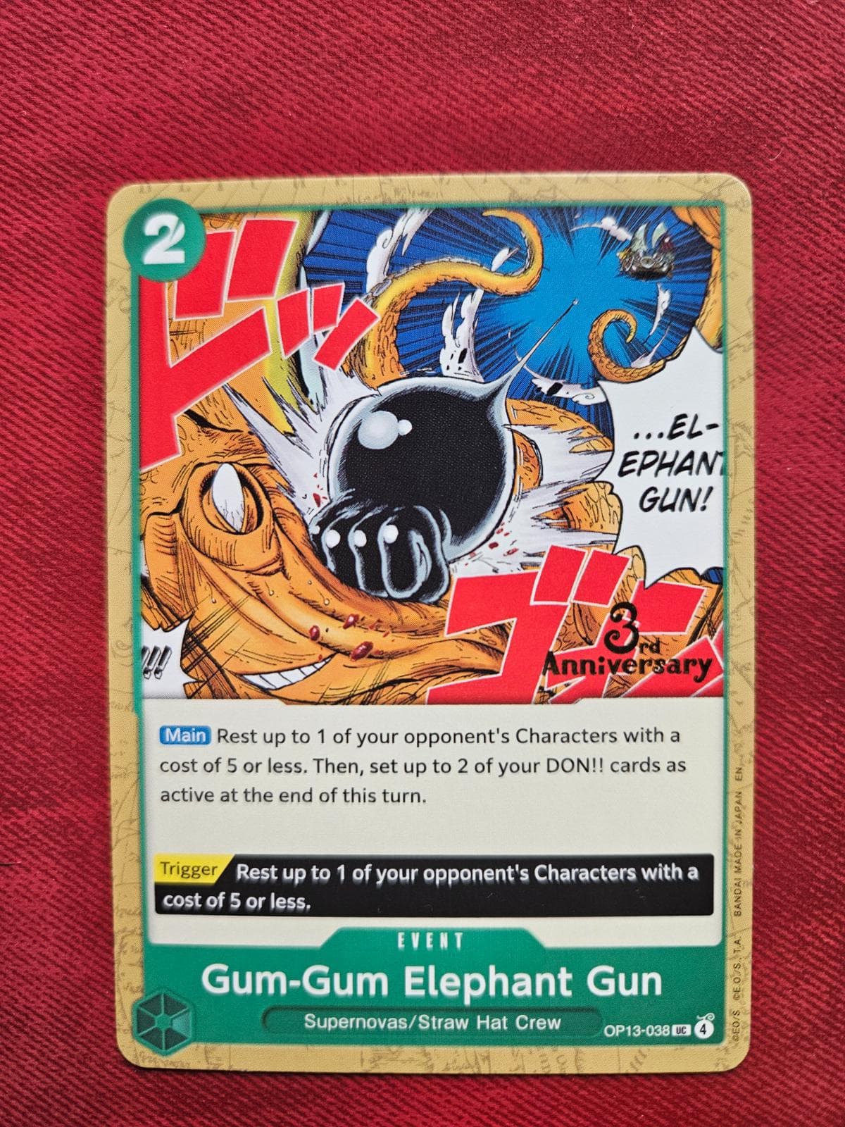 Gum-Gum Elephant Gun [3rd Anniversary] OP13-038 — One Piece Carrying on His Will