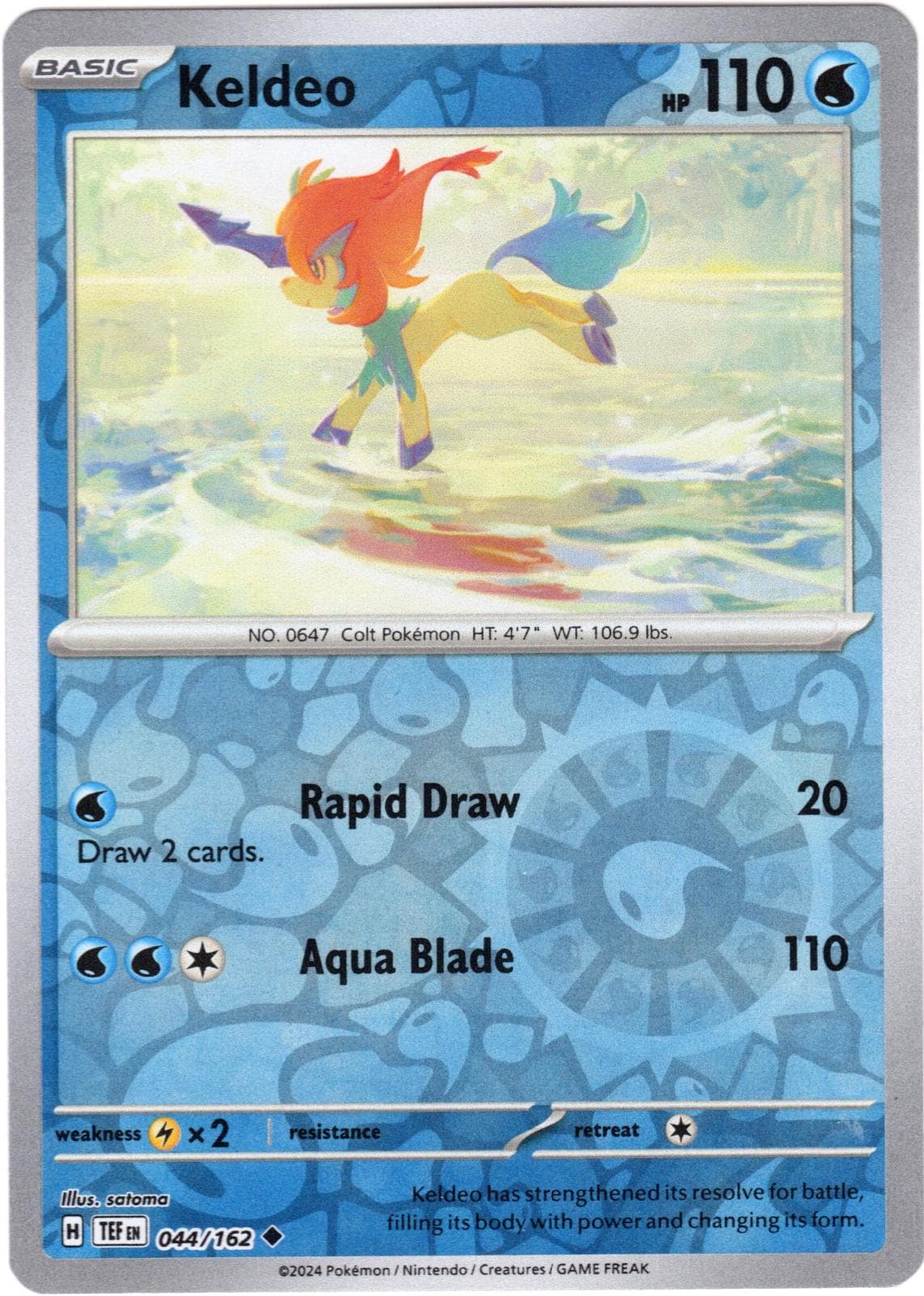 Keldeo [Reverse Holo] #44 — Pokemon Temporal Forces