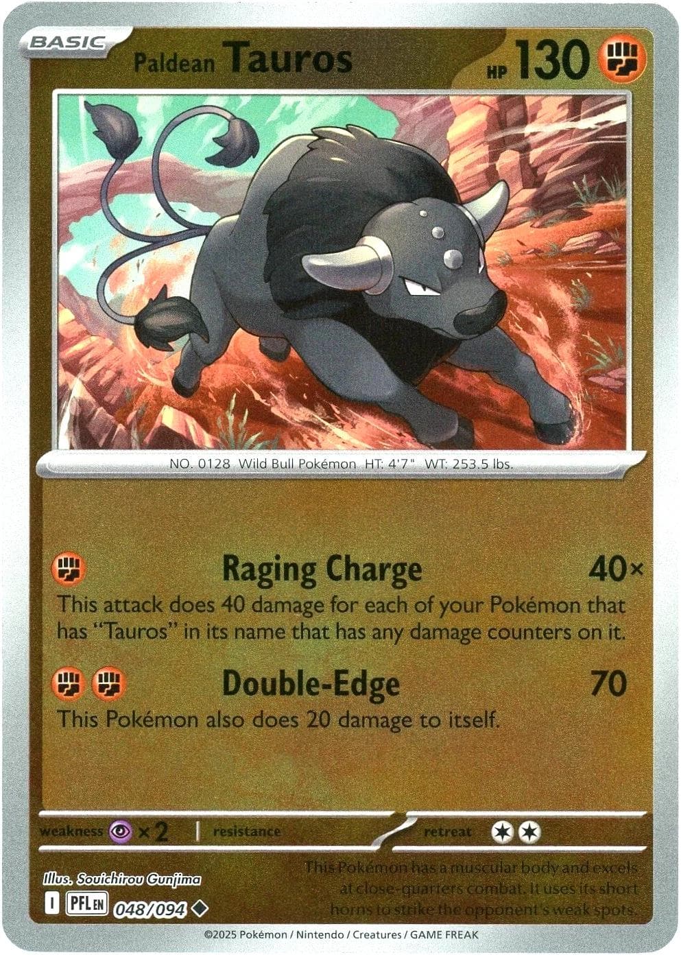Paldean Tauros [Reverse Holo] #48 — Pokemon Phantasmal Flames