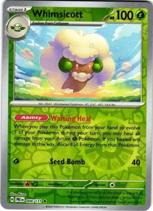 Whimsicott [Reverse] #8 — Pokemon Prismatic Evolutions
