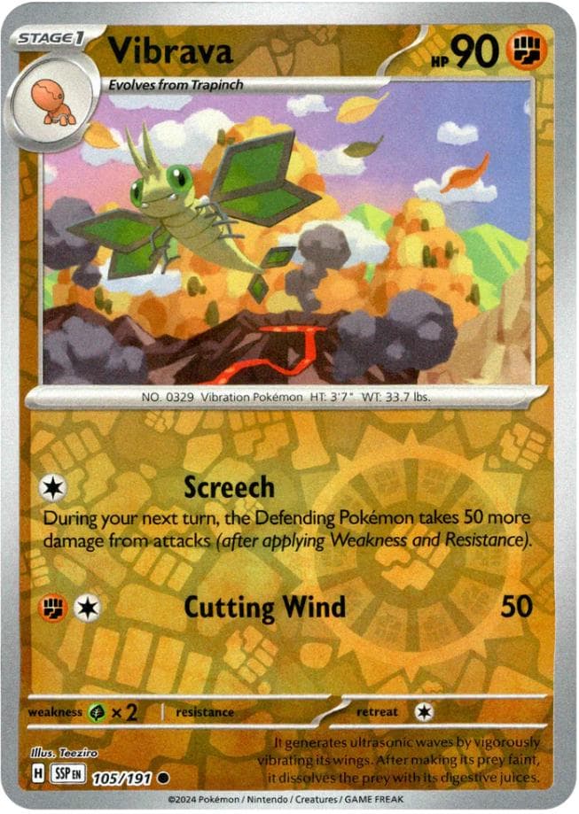 Vibrava [Reverse Holo] #105 — Pokemon Surging Sparks