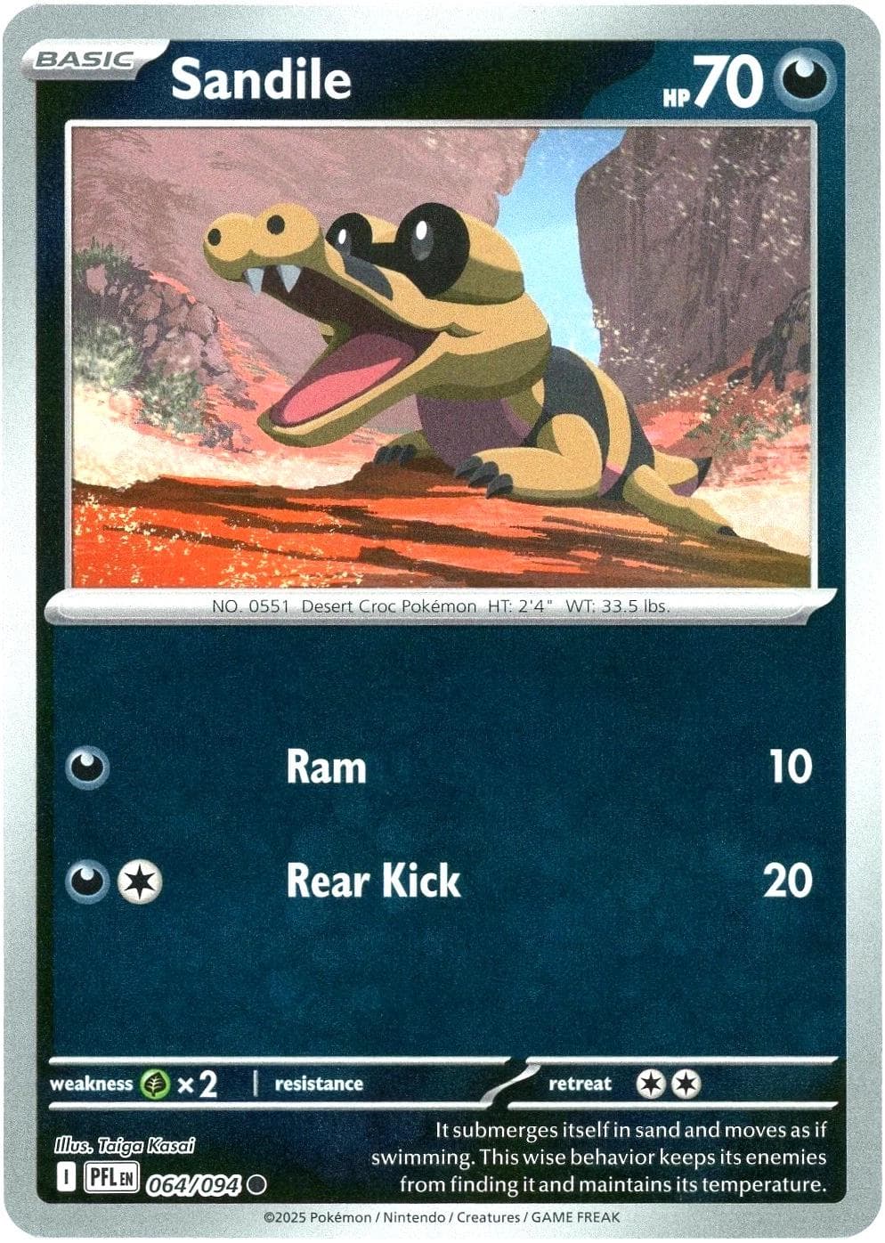 Sandile [Reverse Holo] #64 — Pokemon Phantasmal Flames