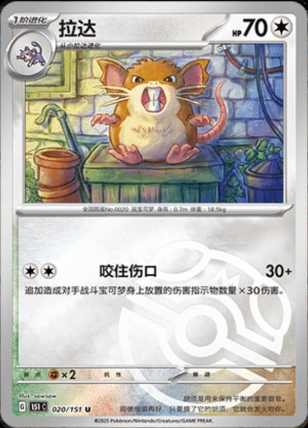 Raticate [Master Ball] #20 — Pokemon Chinese 151 Collect