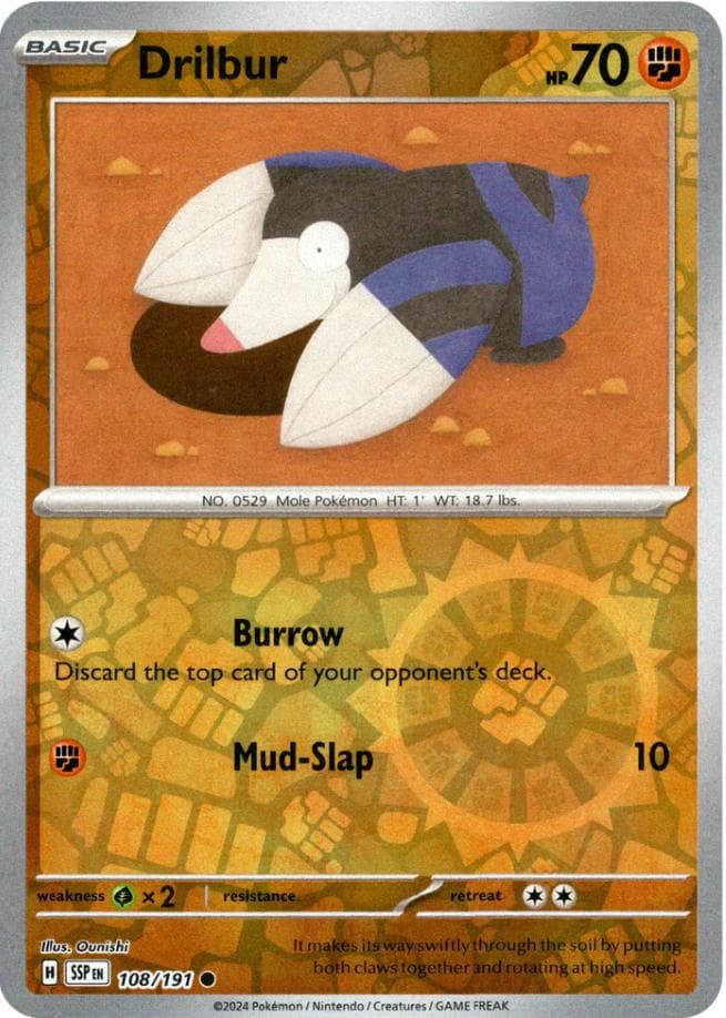 Drilbur [Reverse Holo] #108 — Pokemon Surging Sparks