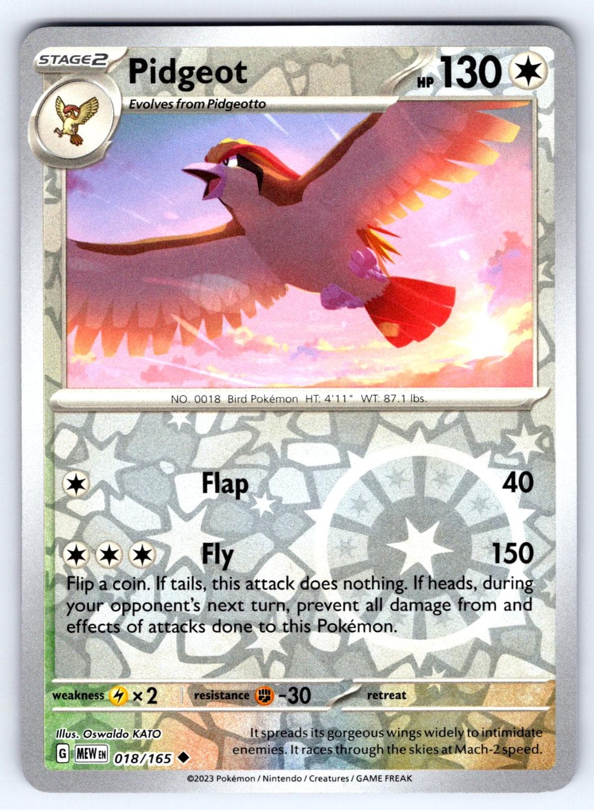 Pidgeot [Reverse Holo] #18 — Pokemon Scarlet & Violet 151