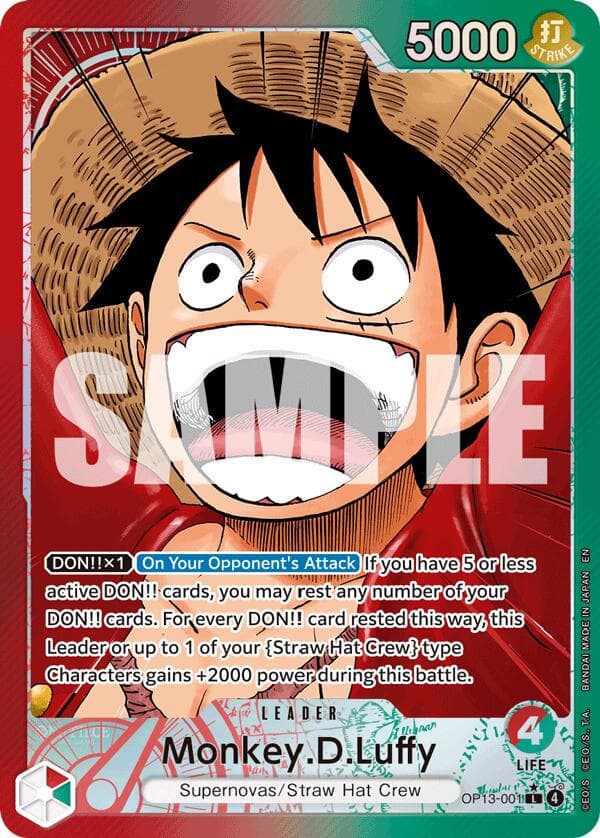 Monkey.D.Luffy [Alternate Art] OP13-001 — One Piece Carrying on His Will