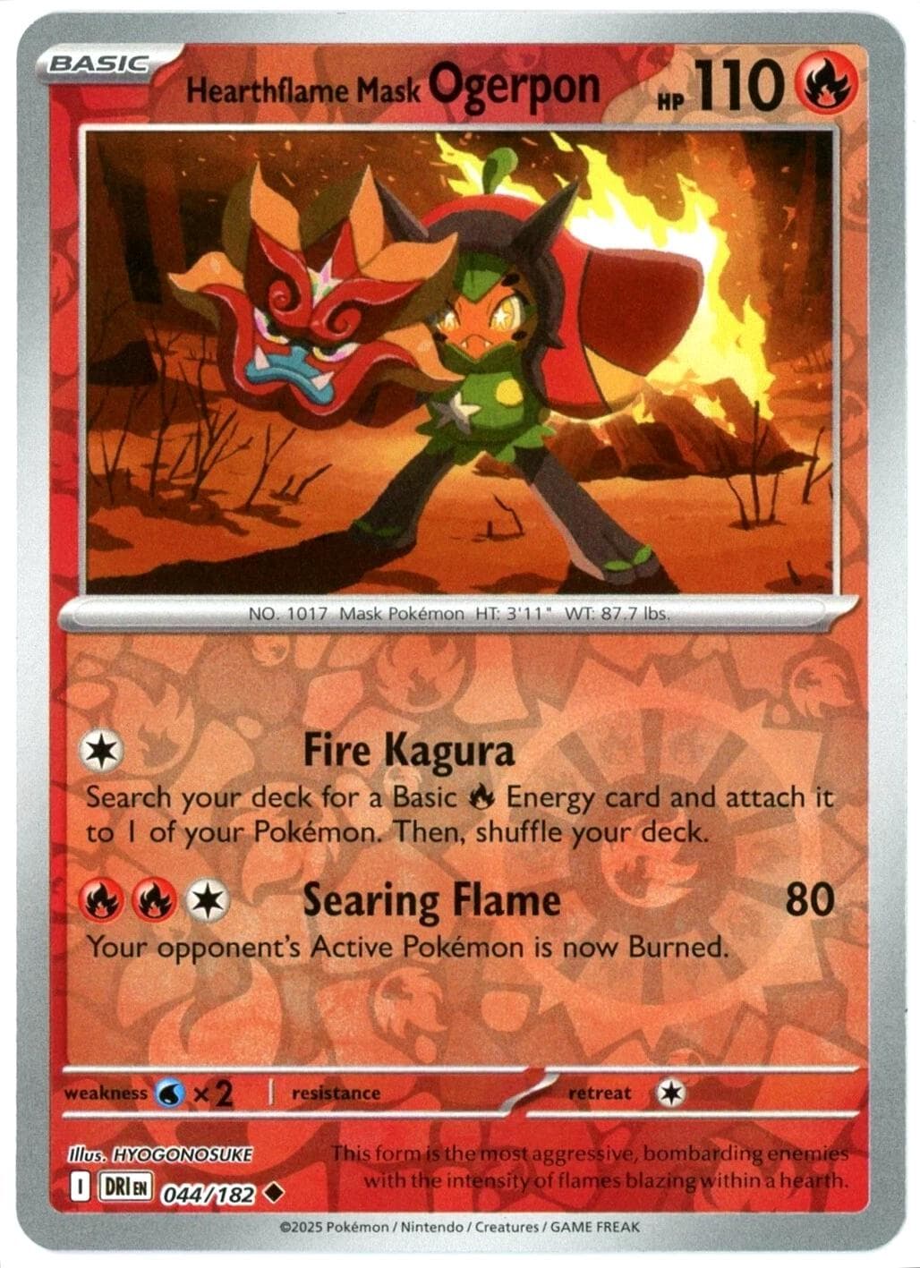 Hearthflame Mask Ogerpon [Reverse Holo] #44 — Pokemon Destined Rivals