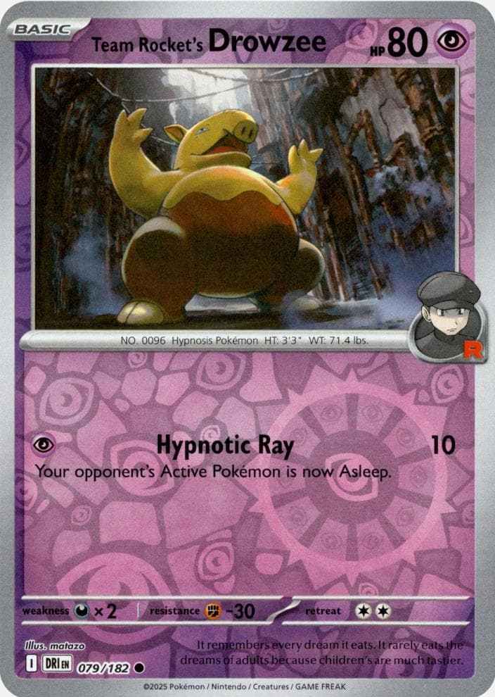Team Rocket's Drowzee [Reverse Holo] #79 — Pokemon Destined Rivals
