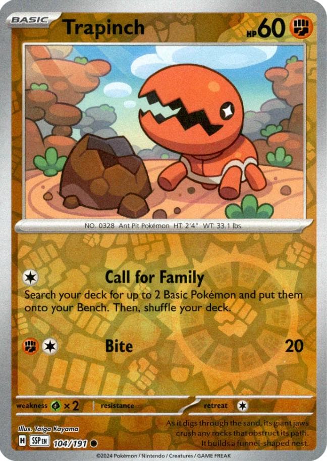 Trapinch [Reverse Holo] #104 — Pokemon Surging Sparks