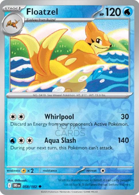 Floatzel [Reverse Holo] #58 — Pokemon Destined Rivals
