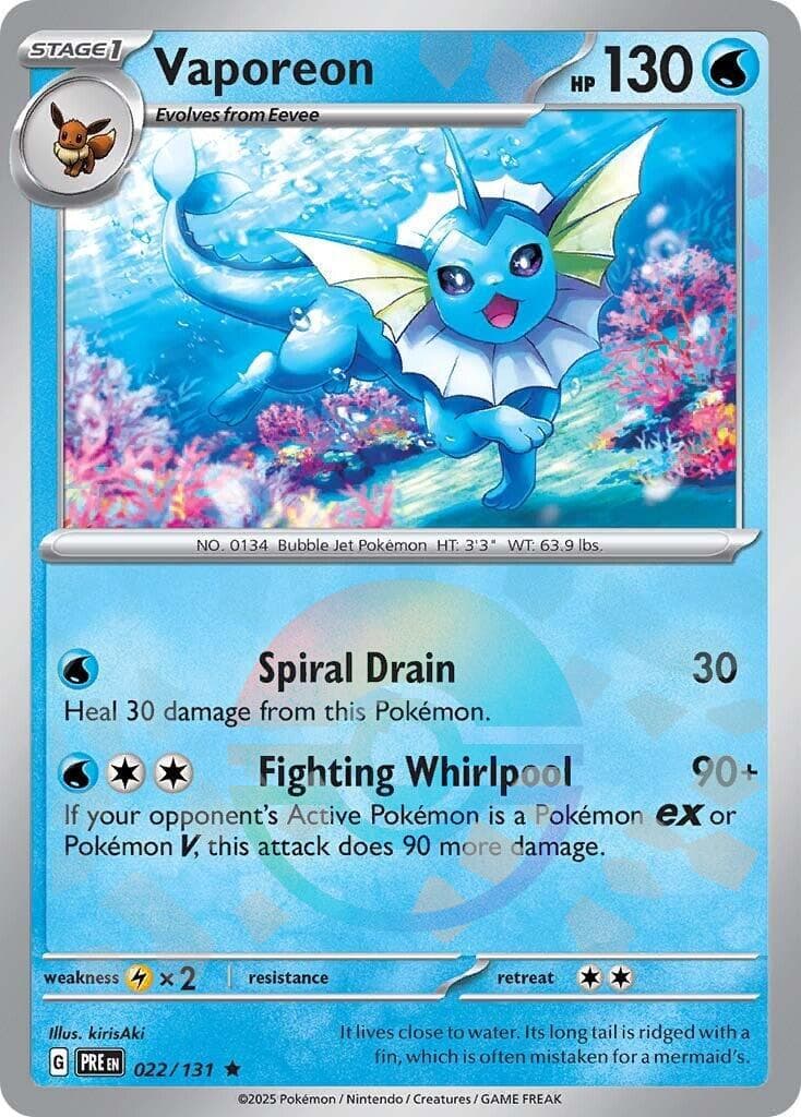 Vaporeon [Poke Ball] #22 — Pokemon Prismatic Evolutions