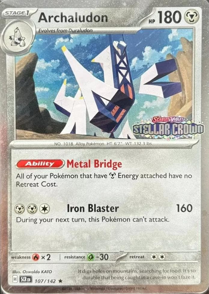 Archaludon [Cosmos Holo Stamped] #107 — Pokemon Stellar Crown