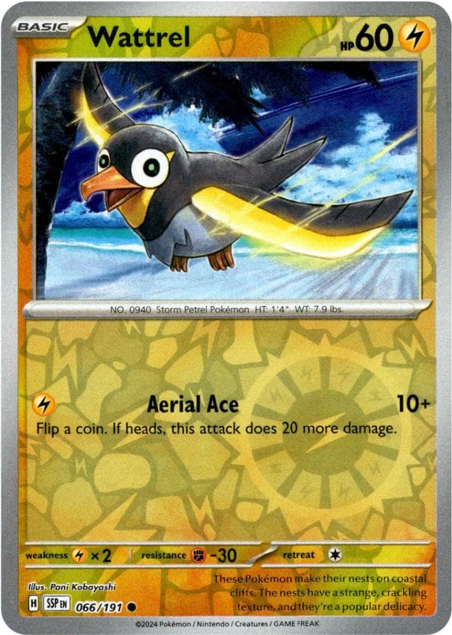 Wattrel [Reverse Holo] #66 — Pokemon Surging Sparks