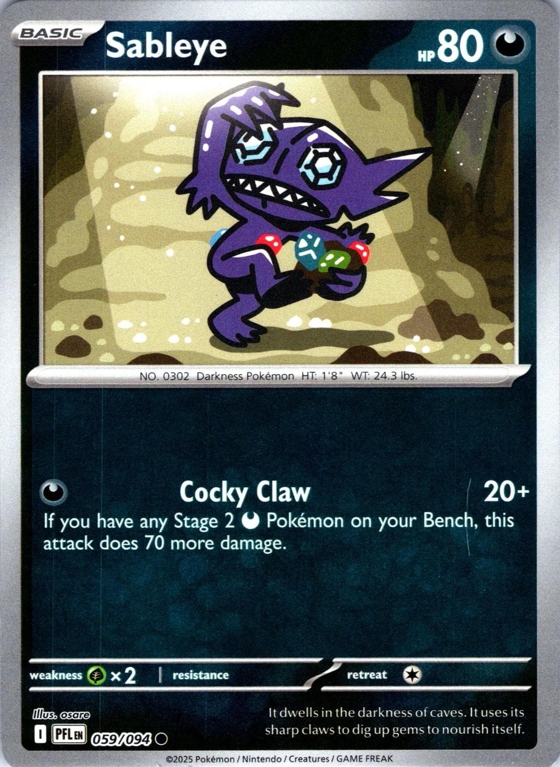 Sableye [Reverse Holo] #59 — Pokemon Phantasmal Flames