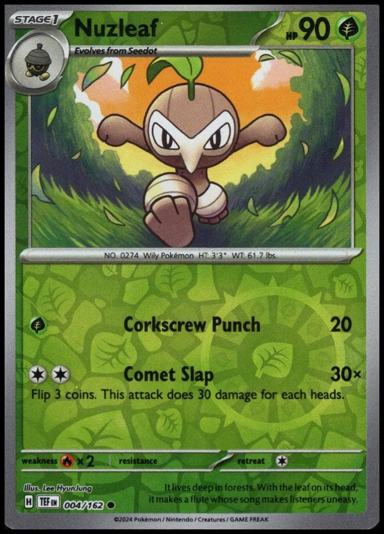 Nuzleaf [Reverse Holo] #4 — Pokemon Temporal Forces