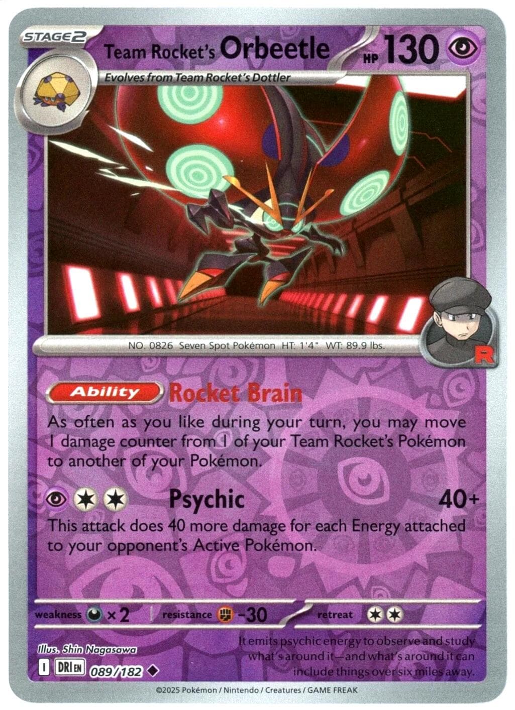Team Rocket's Orbeetle [Reverse Holo] #89 — Pokemon Destined Rivals