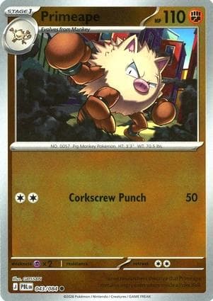Primeape [Reverse Holo] #43 — Pokemon Pitch Black