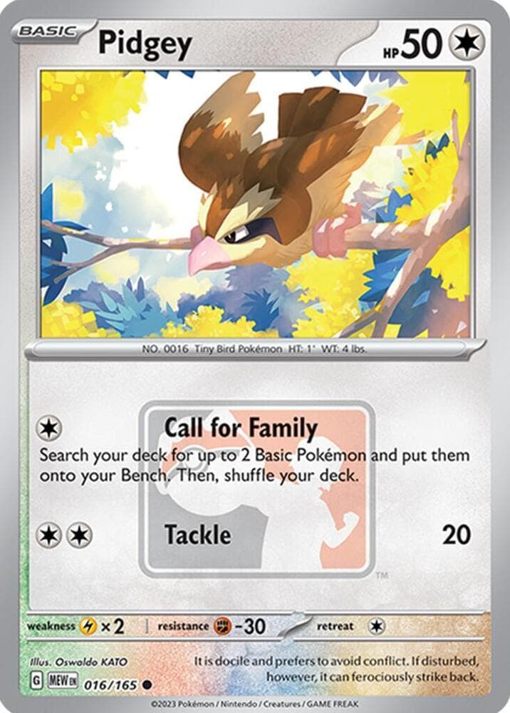 Pidgey [Reverse Holo Play] #16 — Pokemon Scarlet & Violet 151