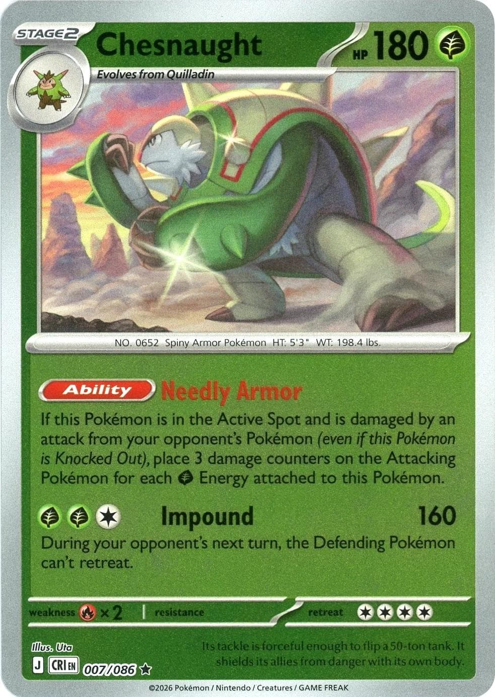 Chesnaught [Reverse Holo] #7 — Pokemon Chaos Rising