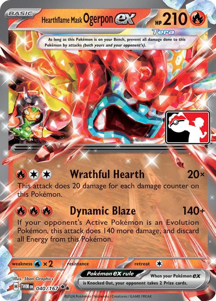 Hearthflame Mask Ogerpon Ex [Prize Pack] #40 — Pokemon Twilight Masquerade
