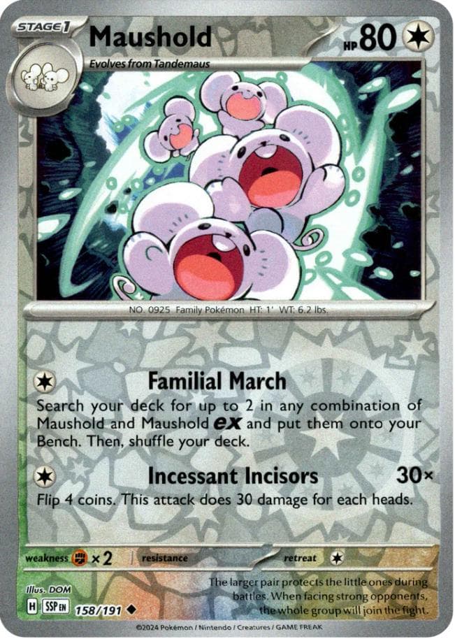 Maushold [Reverse Holo] #158 — Pokemon Surging Sparks