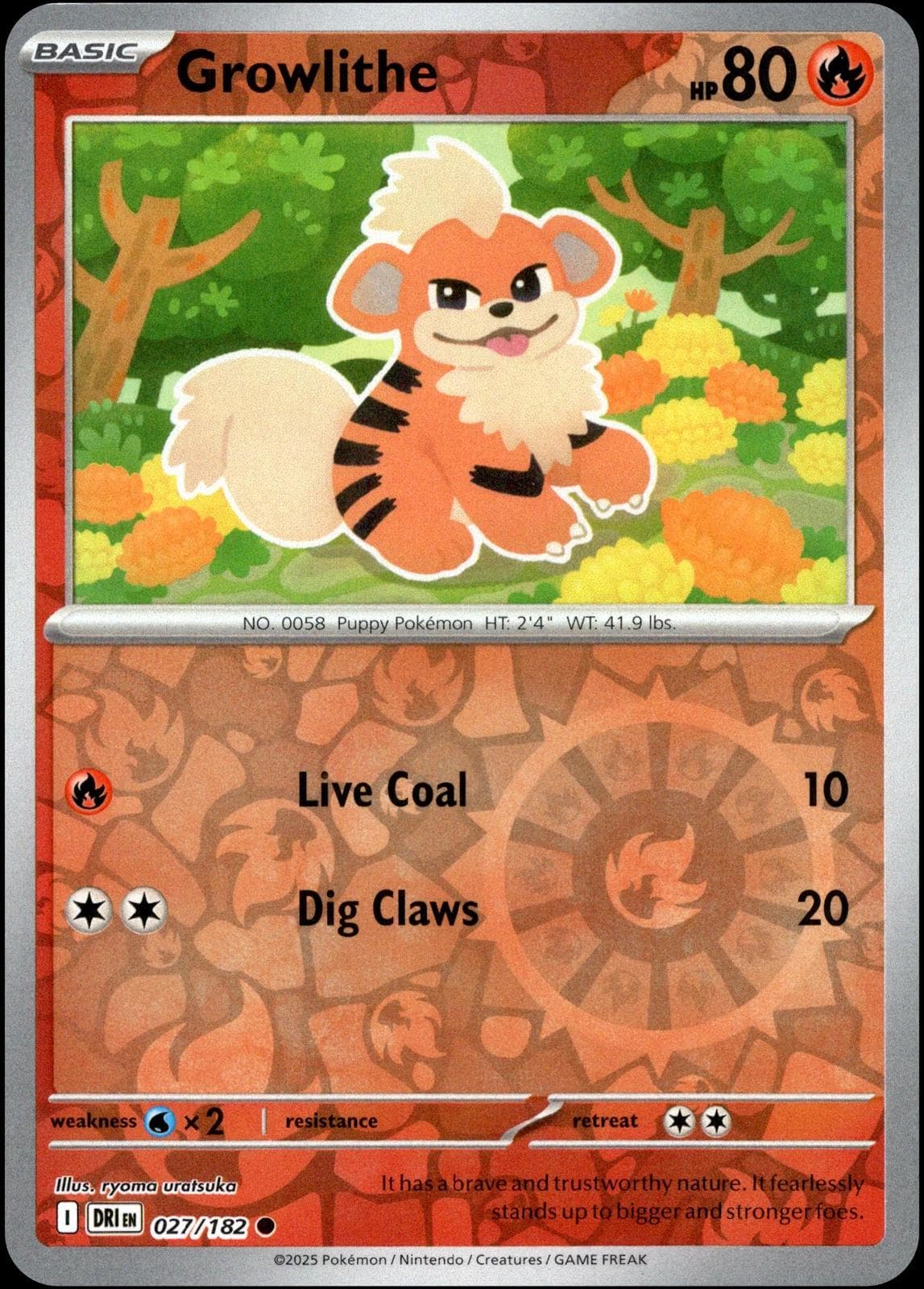 Growlithe [Reverse Holo] #27 — Pokemon Destined Rivals