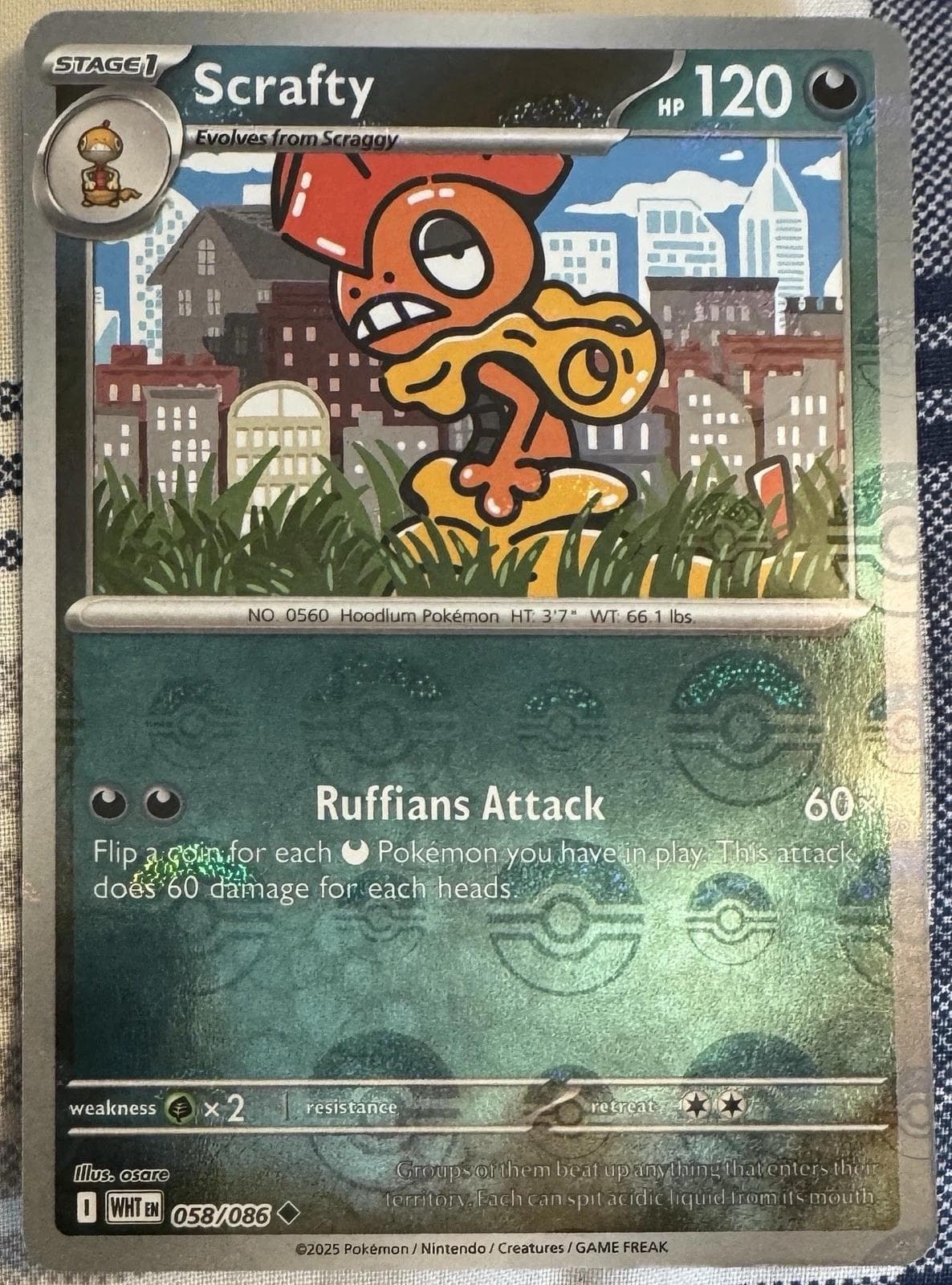 Scrafty [Poke Ball] #58 — Pokemon White Flare