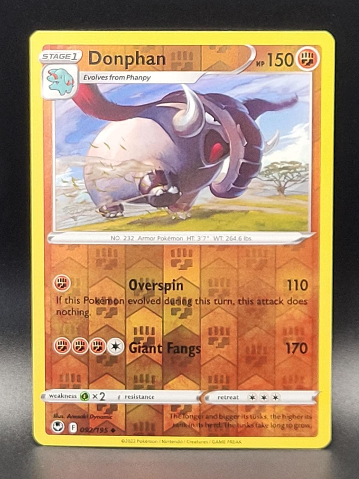 Donphan [Reverse Holo] #92 — Pokemon Silver Tempest