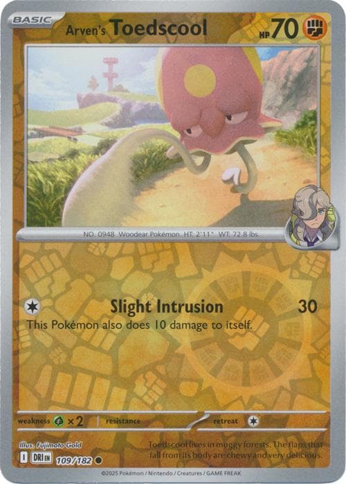 Arven's Toedscool [Reverse Holo] #109 — Pokemon Destined Rivals