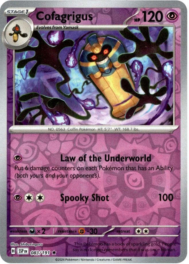 Cofagrigus [Reverse Holo] #83 — Pokemon Surging Sparks