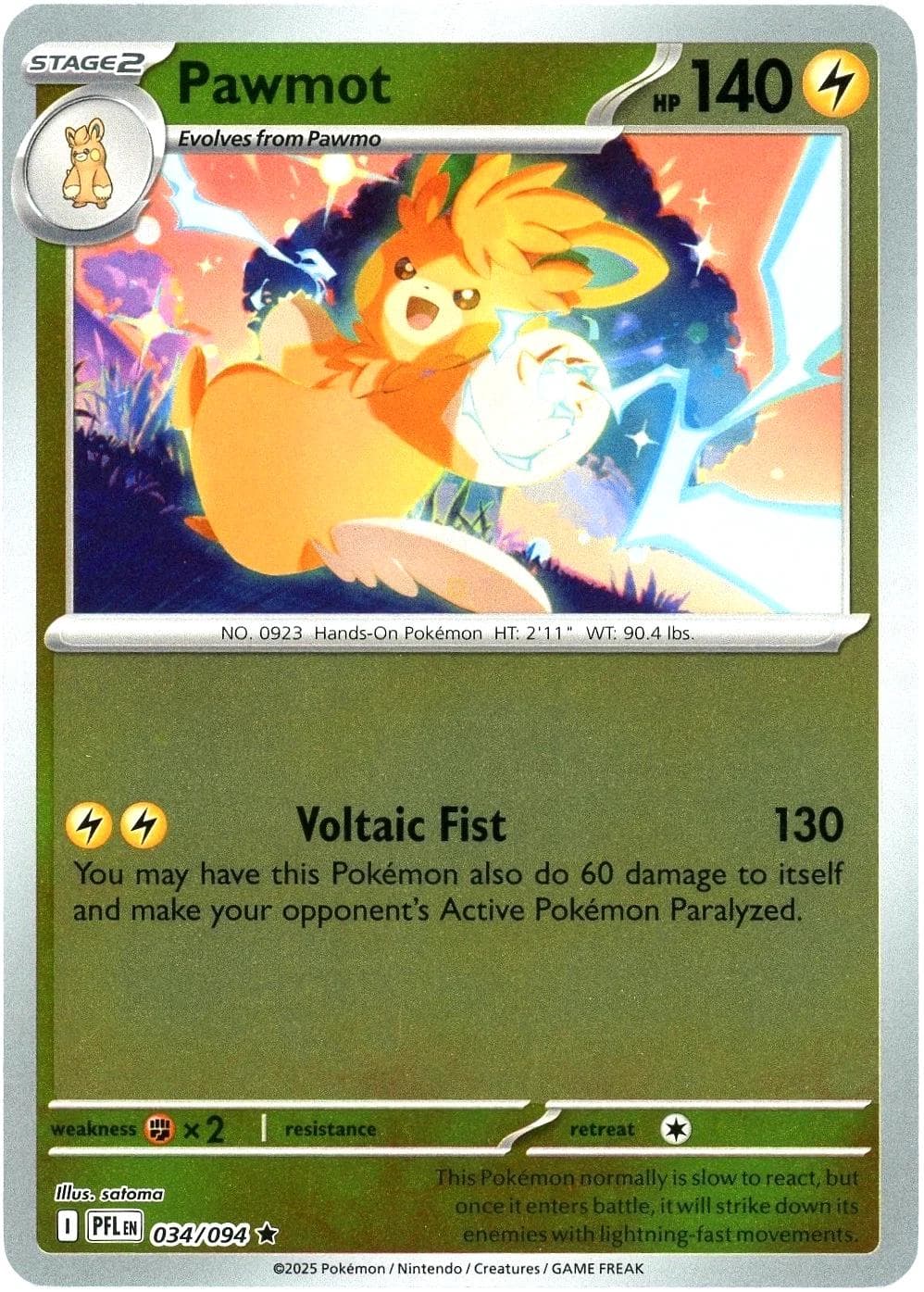 Pawmot [Reverse Holo] #34 — Pokemon Phantasmal Flames