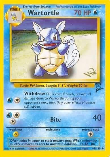 Wartortle [W Stamp] #63 — Pokemon Base Set 2