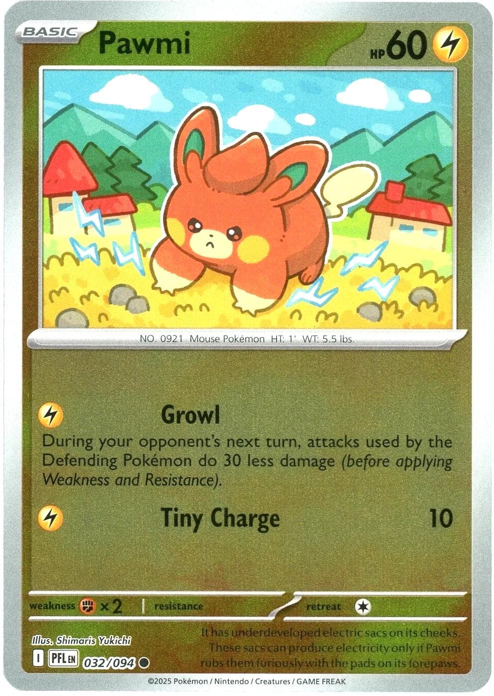 Pawmi [Reverse Holo] #32 — Pokemon Phantasmal Flames