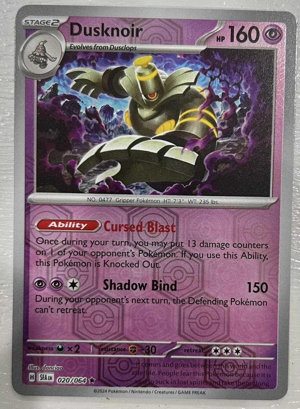 Dusknoir [Reverse Holo] #20 — Pokemon Shrouded Fable
