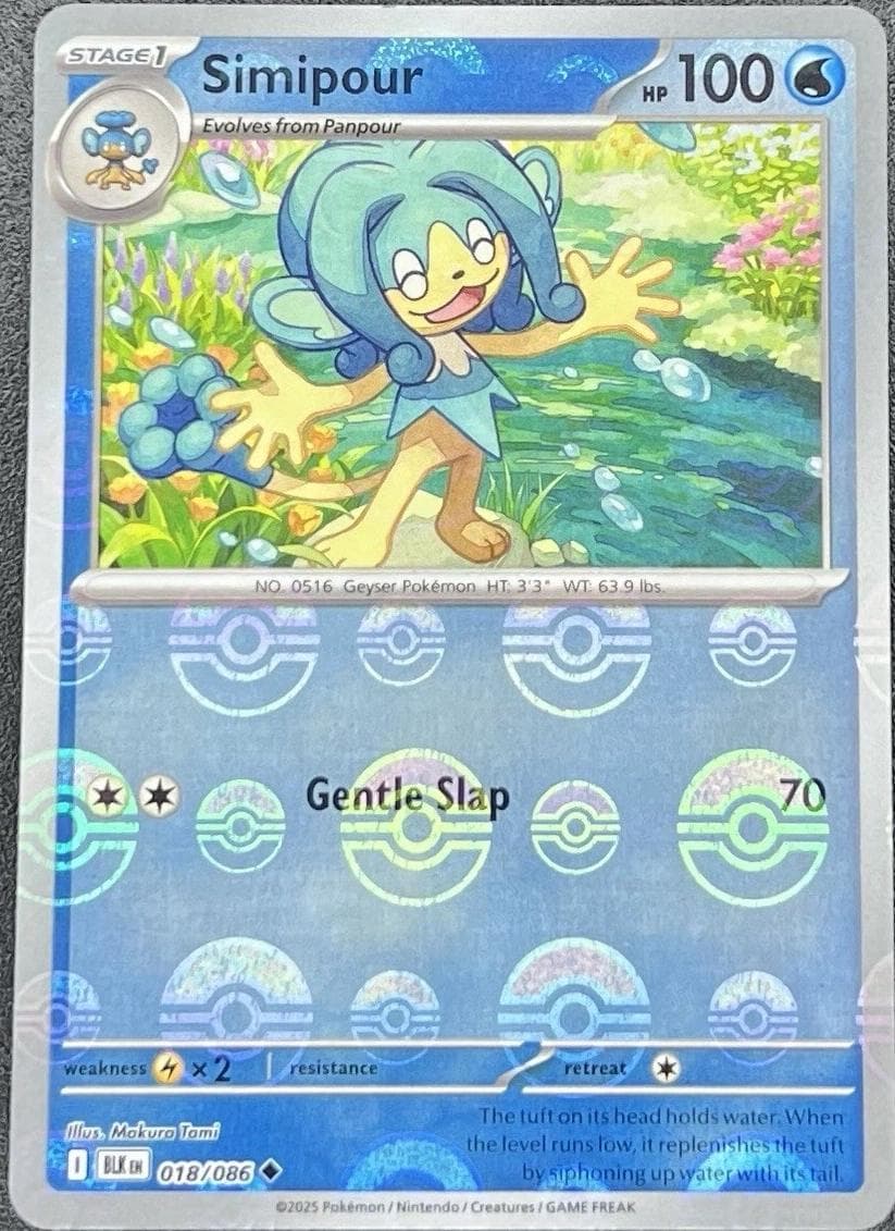 Simipour [Poke Ball] #18 — Pokemon Black Bolt