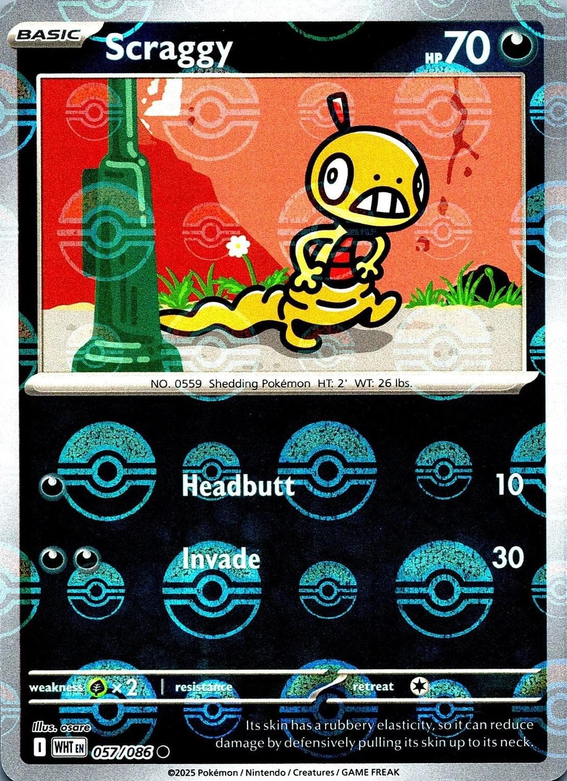 Scraggy [Poke Ball] #57 — Pokemon White Flare