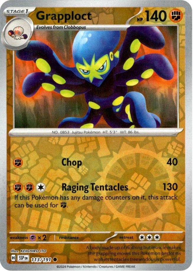Grapploct [Reverse Holo] #113 — Pokemon Surging Sparks